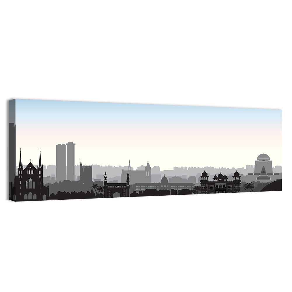 Karachi Skyline at Dawn Wall Art, canvas print, panoramic
