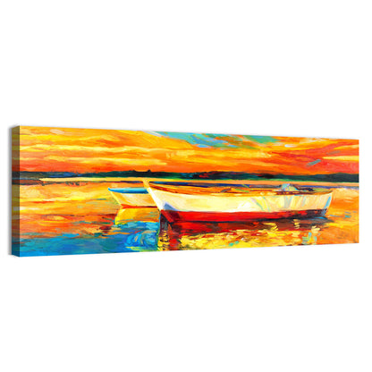Boats at Golden Sunset Wall Art