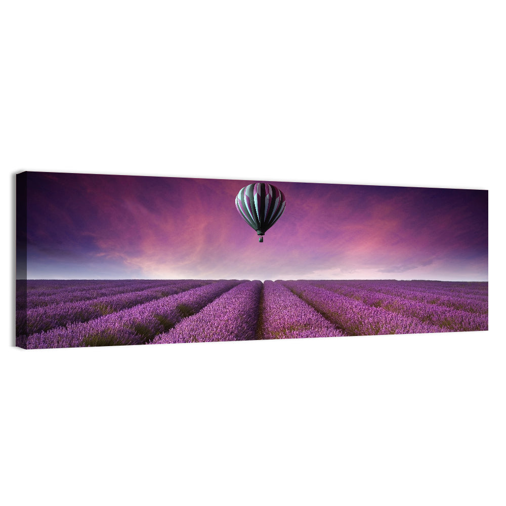Hot Air Balloon Over Lavender Field Wall Art