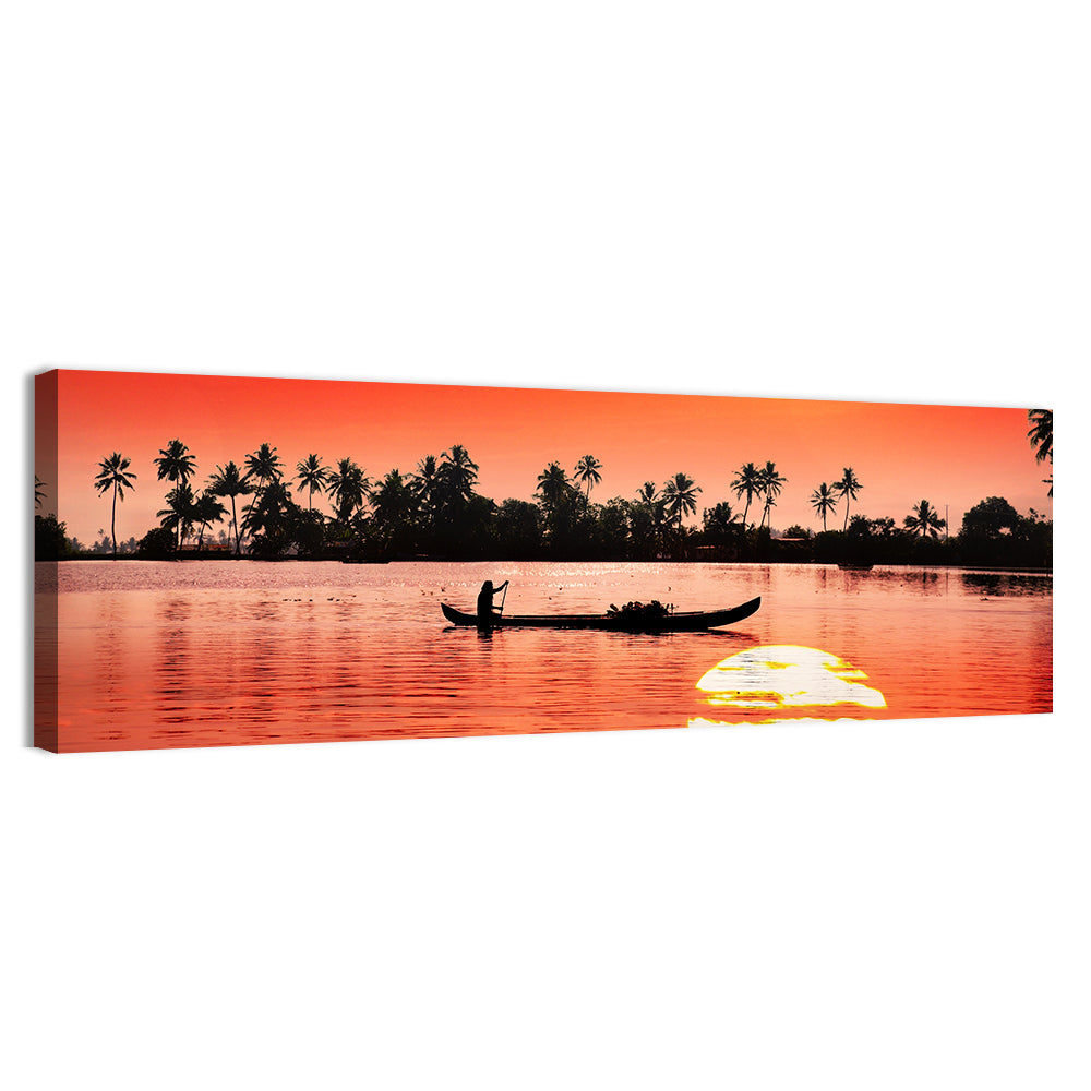 Boat and Fisherman Silhouette Wall Art