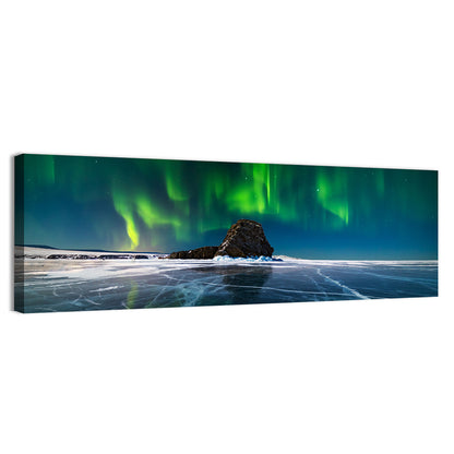 Aurora Borealis Over Frozen Lake Baikal Wall Art
