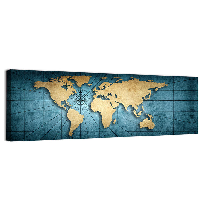 Vintage Nautical World Map Wall Art as a canvas print