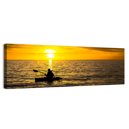 Kayaker at Golden Sunset Wall Art