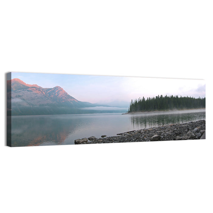 Misty Mountain Lake Wall Art as a canvas print