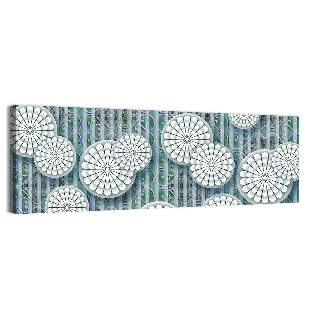 Blue Floral Scrollwork Pattern Wall Art