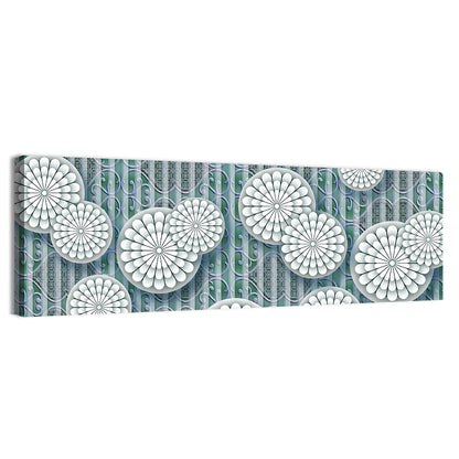 Blue Floral Scrollwork Pattern Wall Art