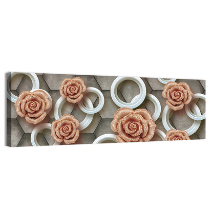 3d Rose Rings in Copper and Gold Wall Art