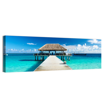 Beach With Jetty At Maldives Wall Art