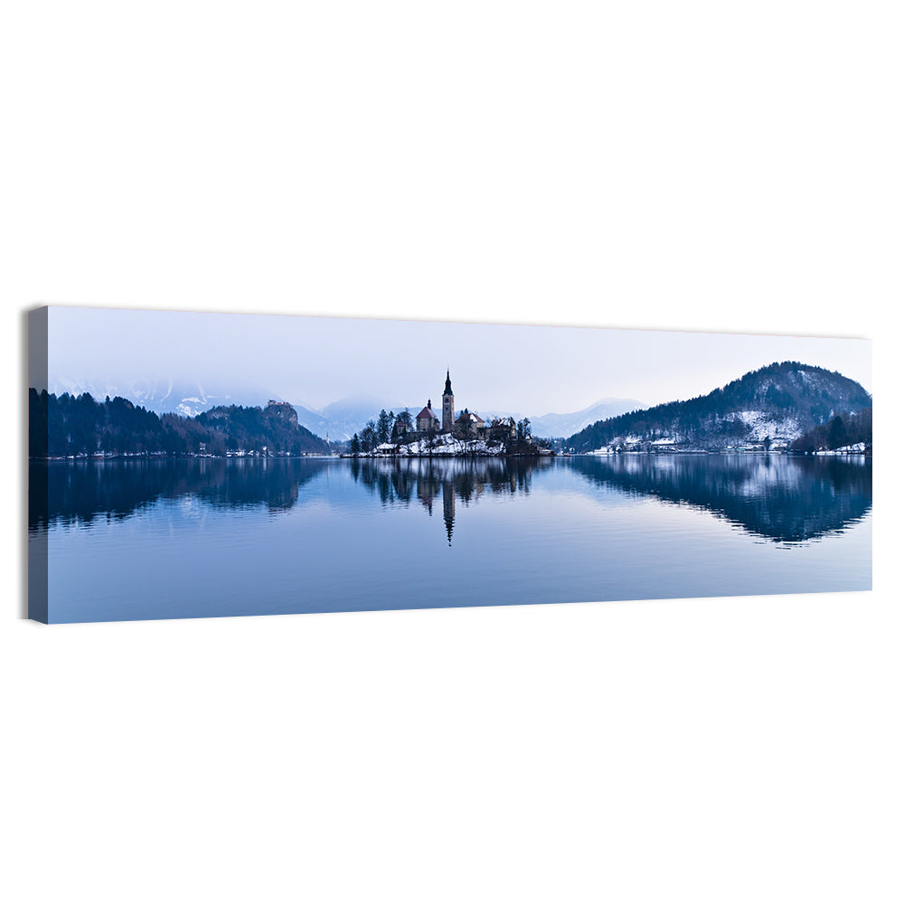 Bled Island Church in Winter Wall Art