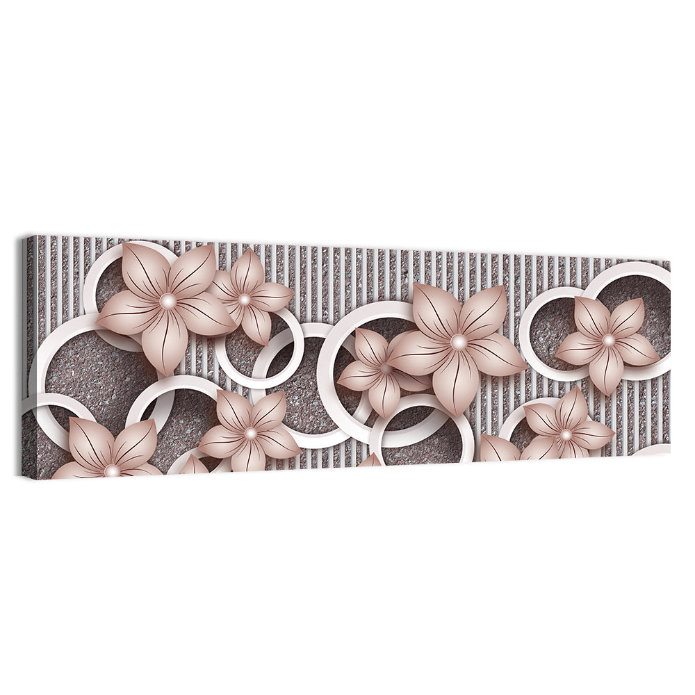3d Floral Rings in Pink and Gray Wall Art