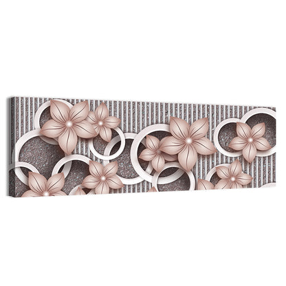 3d Floral Rings in Pink and Gray Wall Art