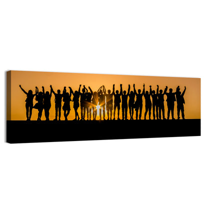 Children Silhouettes at Golden Hour Wall Art