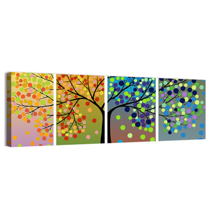 Tree Through Four Seasons Wall Art