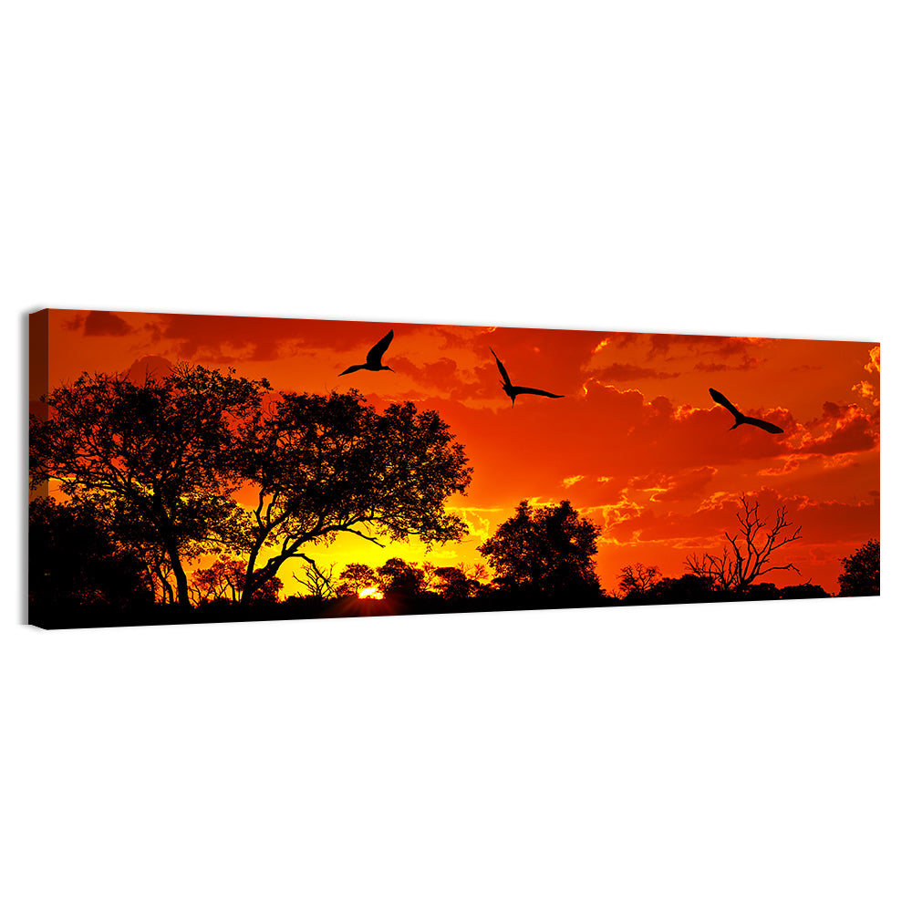 African Sunset Silhouette Wall Art