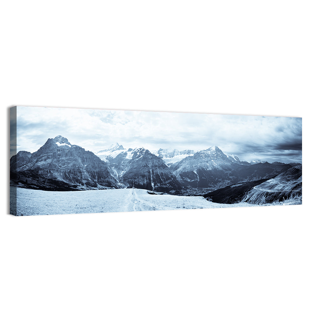 Jungfrau Mountain Peaks Wall Art, canvas print, panoramic