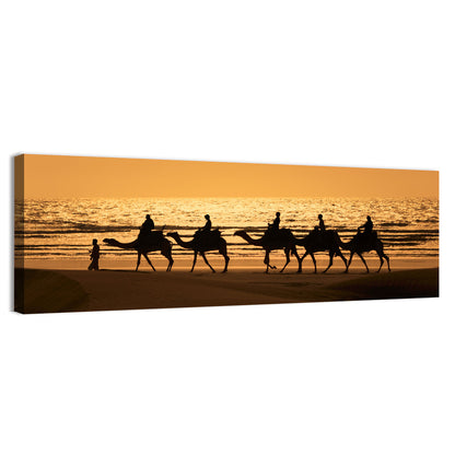 Camel Caravan at Sunset Wall Art