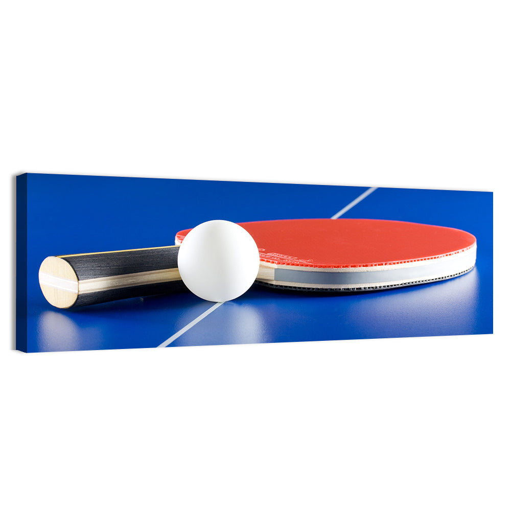 Table Tennis Paddle Close-up Wall Art, canvas print, panoramic
