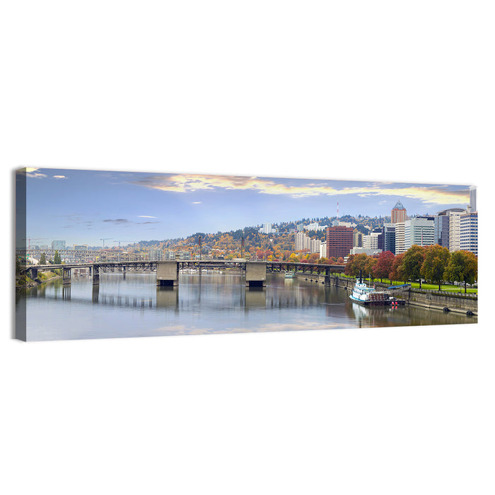 Portland Hawthorne Bridge Skyline Wall Art as a canvas print