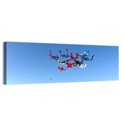 Skydiving Formation Over Clouds Wall Art