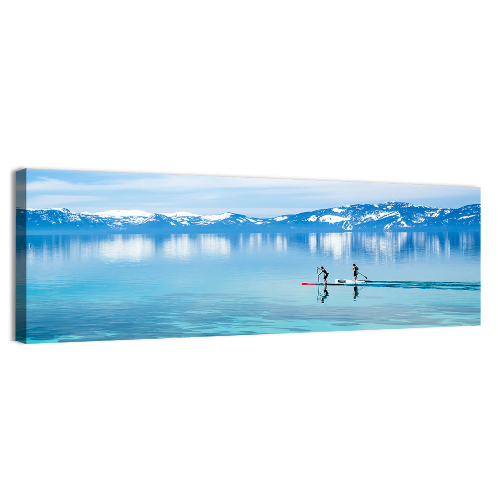 Two Paddleboarders on Mountain Lake Wall Art