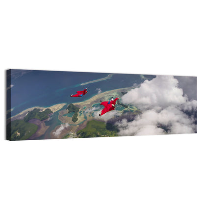 Wingsuit Duo Over Palau Coast Wall Art
