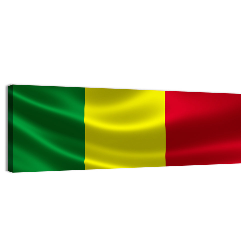 Mali Flag with Waving Fabric Texture Wall Art
