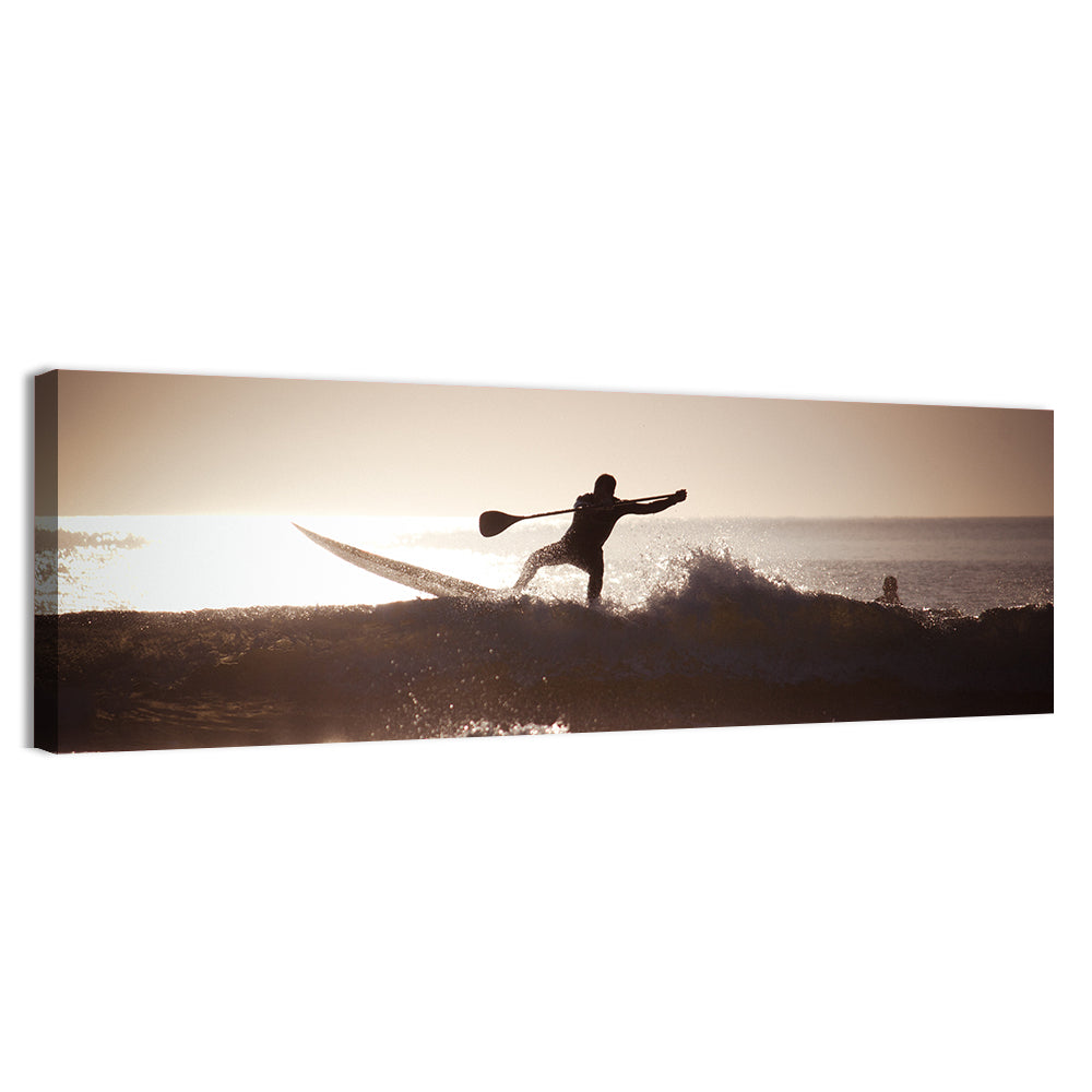 Backlit Paddleboard Silhouette at Sunrise Wall Art