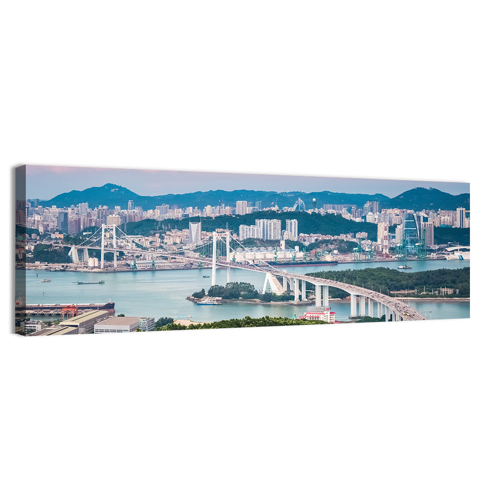 Haicang Suspension Bridge at Dusk Wall Art