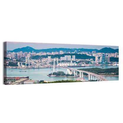 Haicang Suspension Bridge at Dusk Wall Art