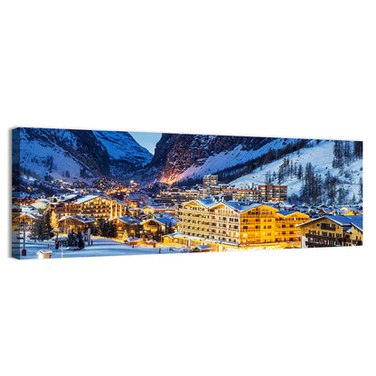 Twilight Ski Village in the French Alps Wall Art