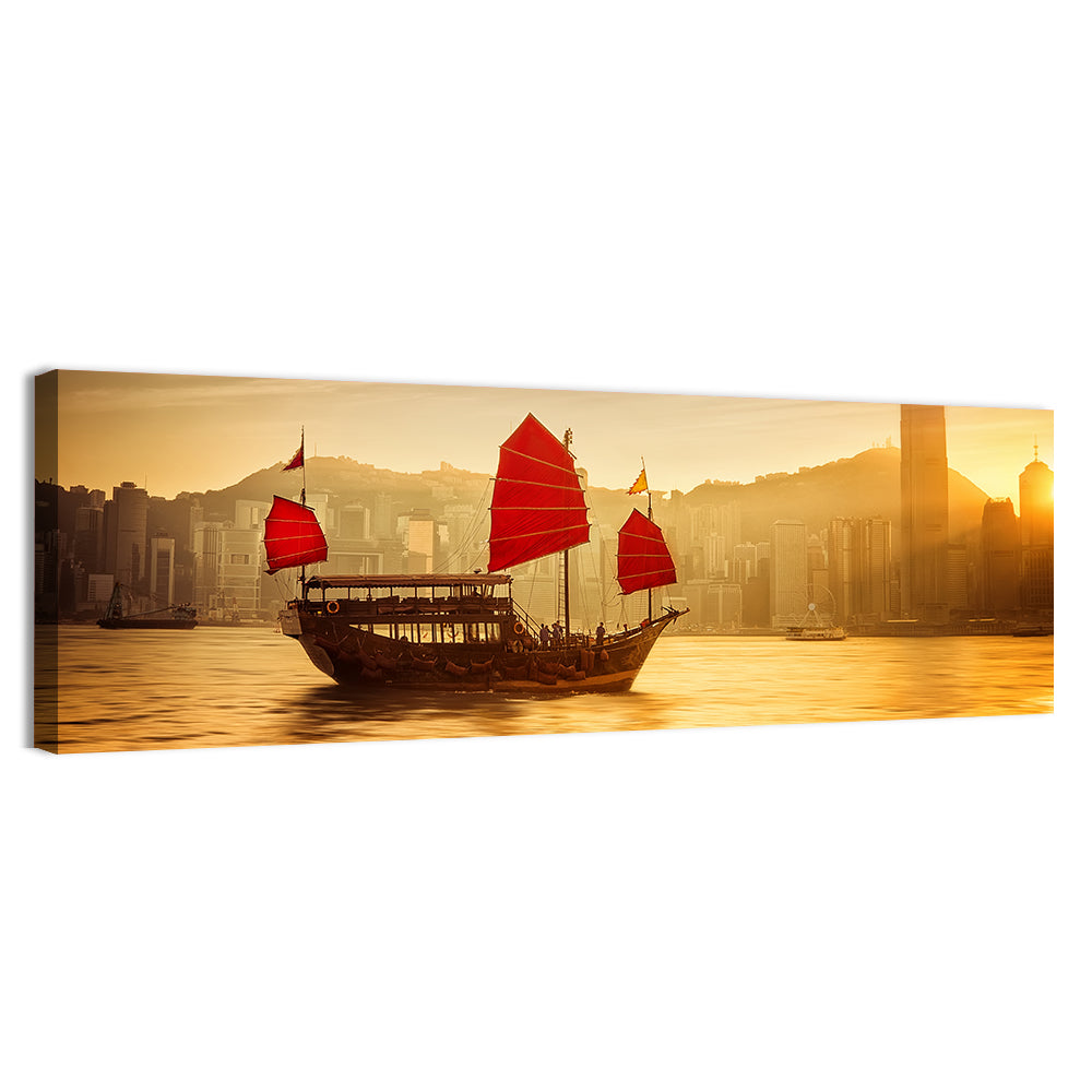 Victoria Harbour Sunset Skyline Wall Art