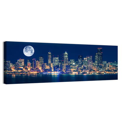 Seattle Skyline at Night Wall Art