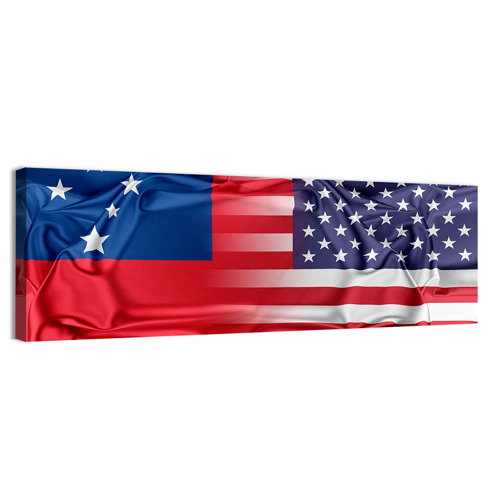 Samoa and USA Flag Blend Wall Art