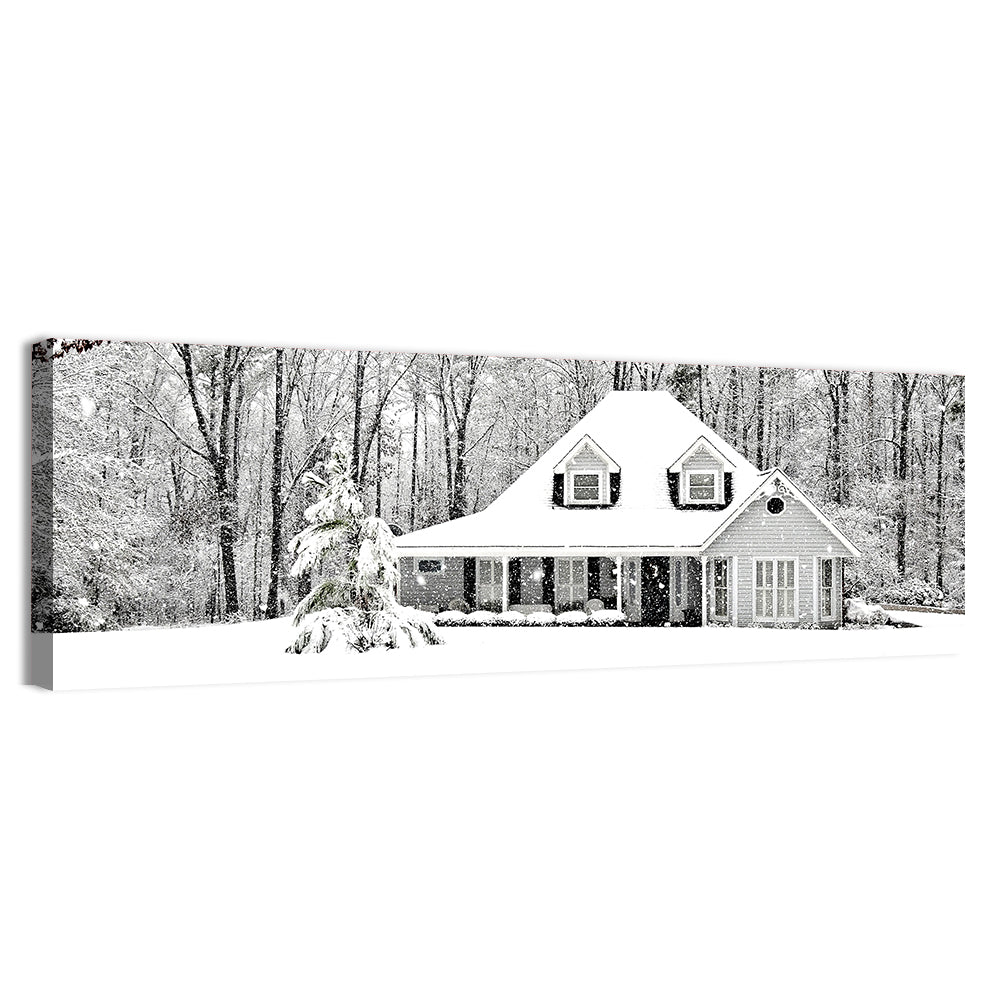 Frosty Winter House Landscape Wall Art