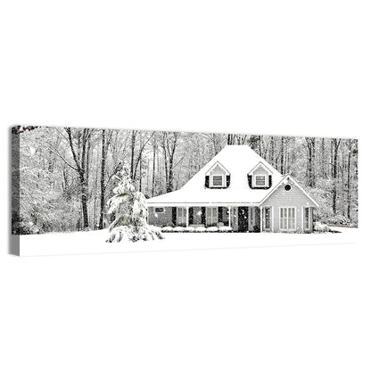 Frosty Winter House Landscape Wall Art
