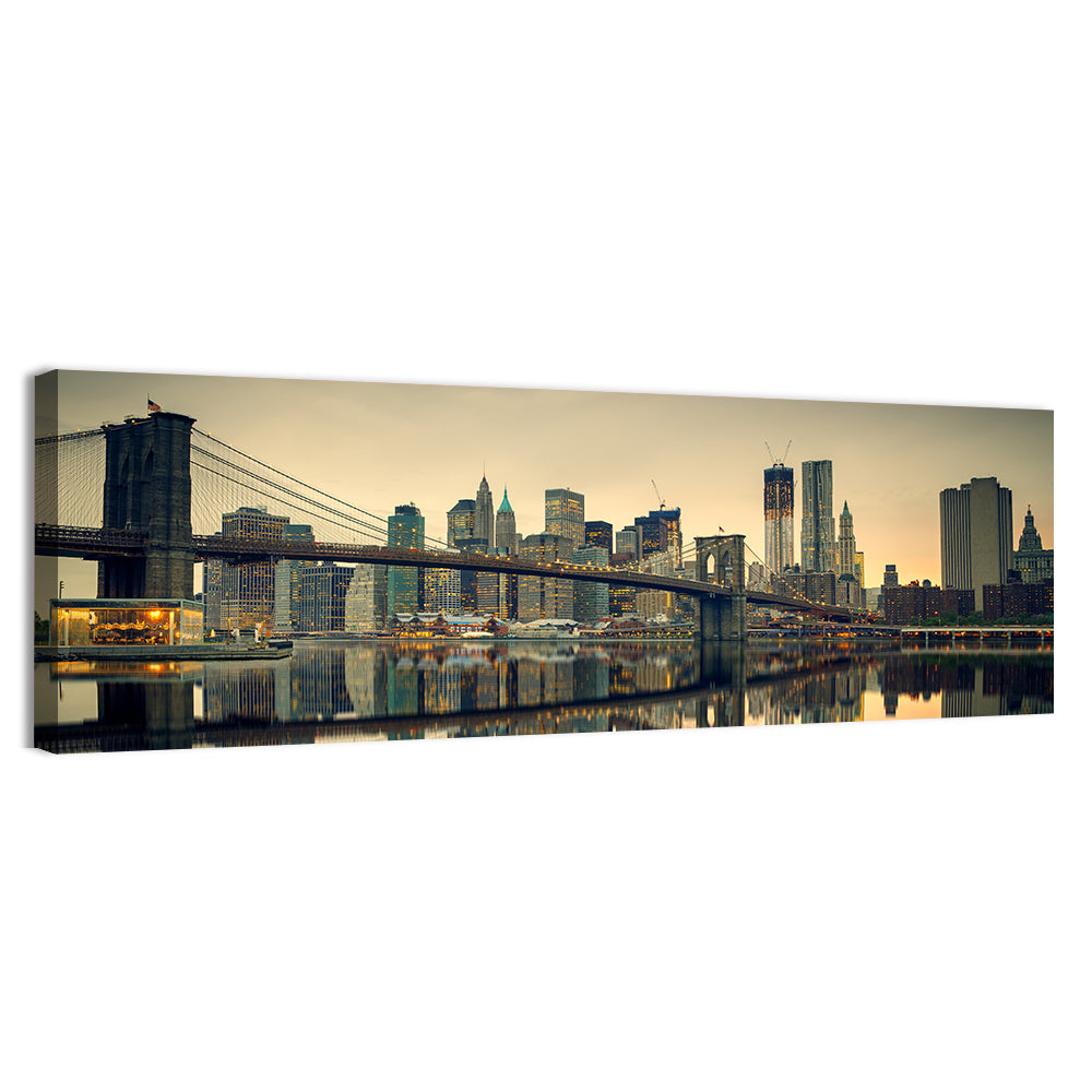 Brooklyn Bridge at Dusk, Manhattan Skyline Wall Art