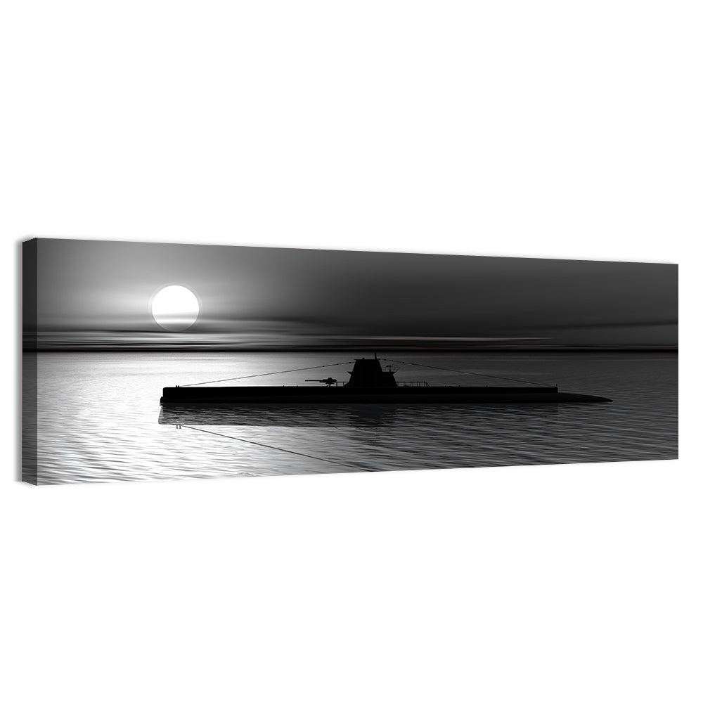 Submarine Silhouette at Dusk Wall Art
