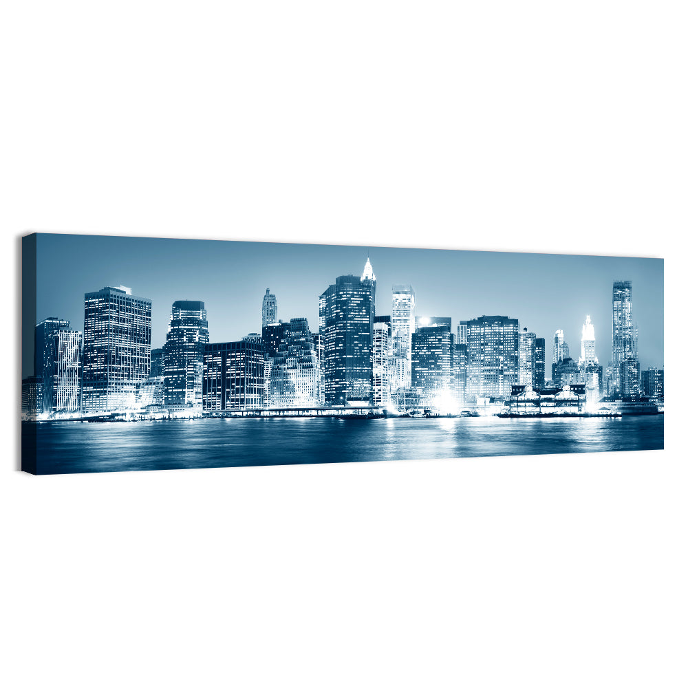 New York Night Skyline Reflection Wall Art