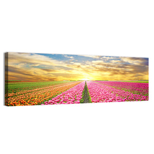 Sunrise Over Tulip Field Wall Art