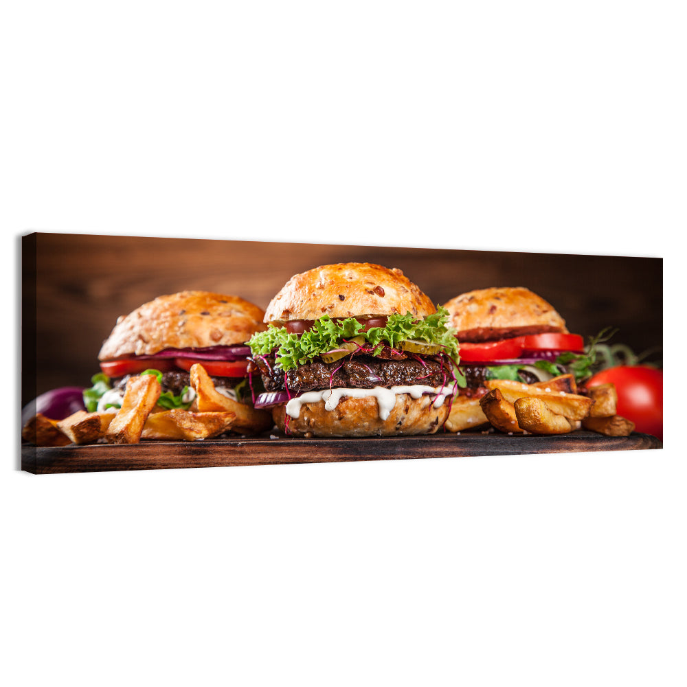 Rustic Homemade Burger Trio Wall Art