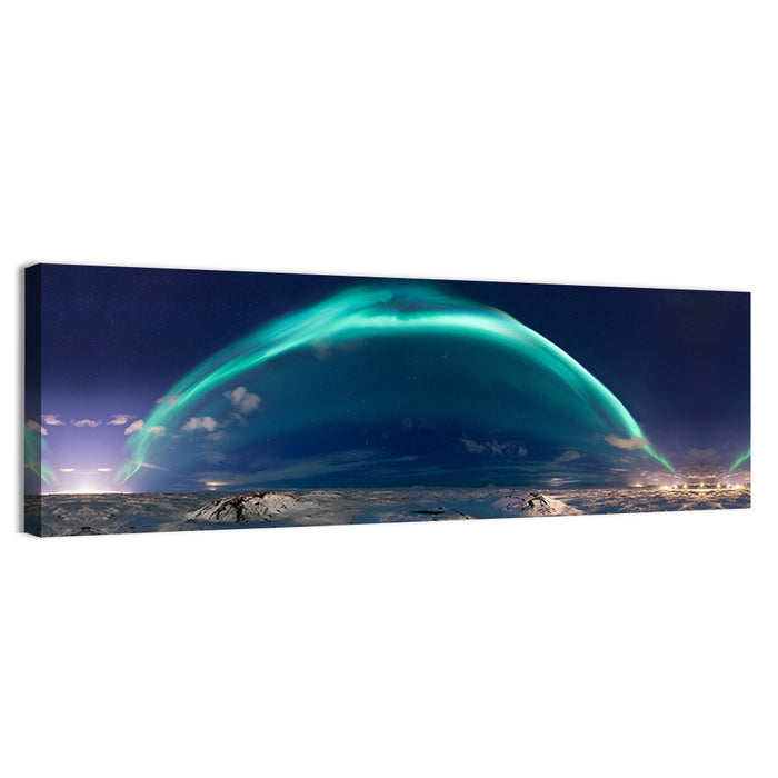 Northern Lights Over Reykjavik Wall Art as a canvas print