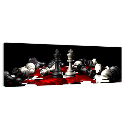 Two Kings on Black Chessboard Wall Art