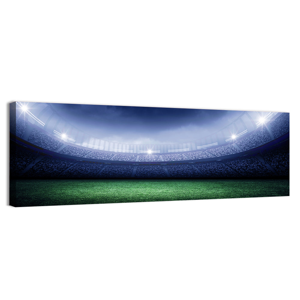 Illuminated Soccer Stadium Wall Art, canvas print, panoramic