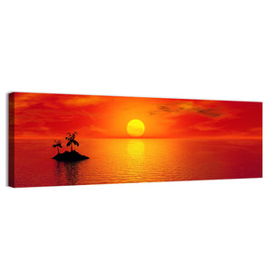 Small Island With Coconut Trees Sunset Wall Art