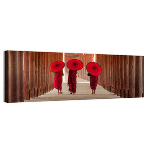 Novice Monk Walking Together Wall Art