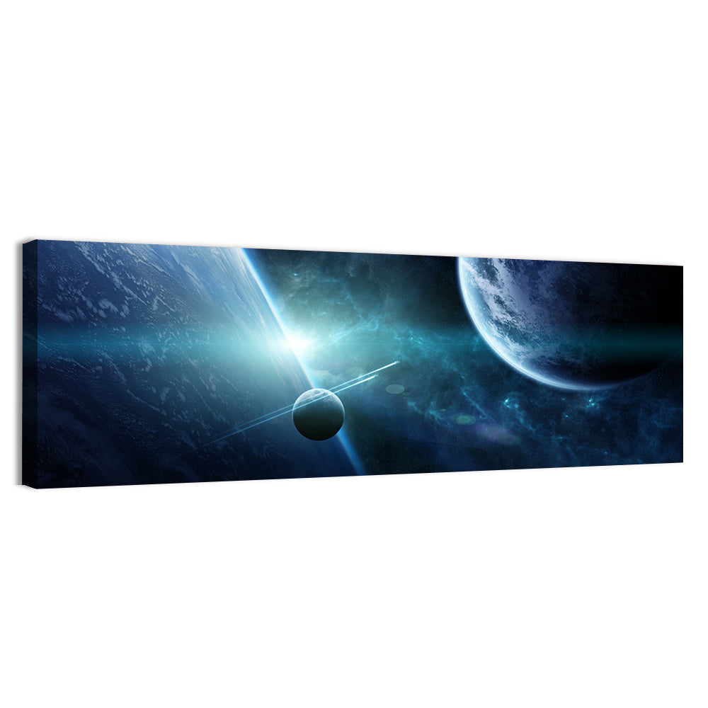 Distant Planetary System Wall Art, canvas print, panoramic