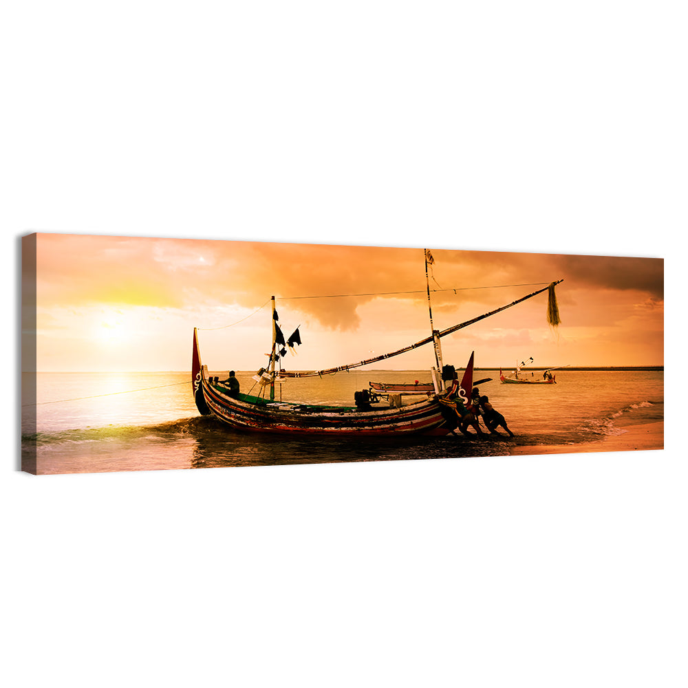 Fishing Boat on Bali Beach Wall Art