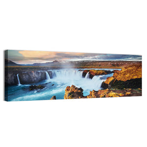 Godafoss Waterfall At Sunset Wall Art