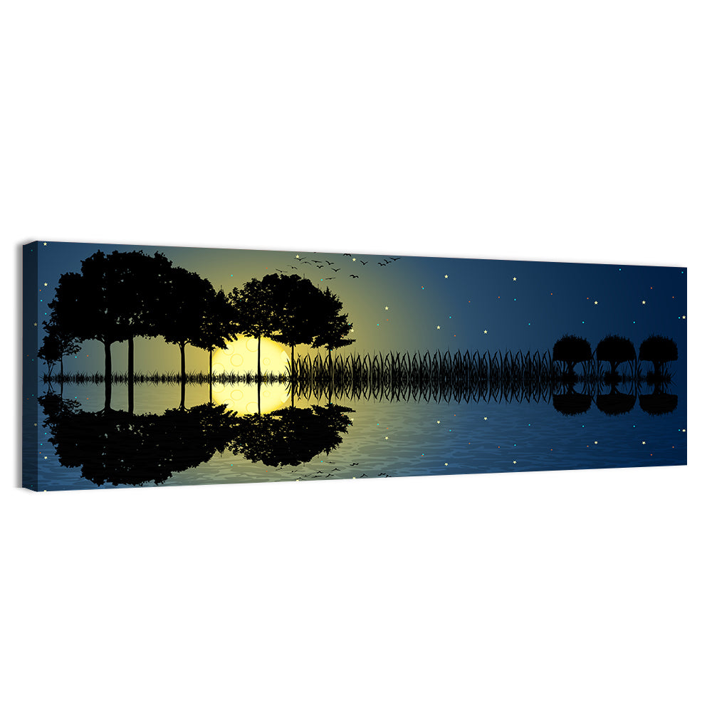 Moonlit Guitar Island Wall Art