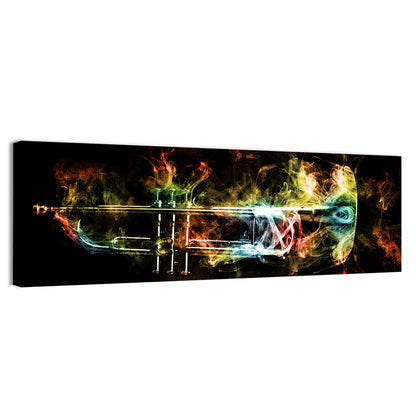 Brass Trumpet with Vibrant Smoke Wall Art
